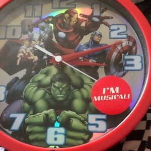 Marvel Avengers Clock with Red Trim and Blue Accents